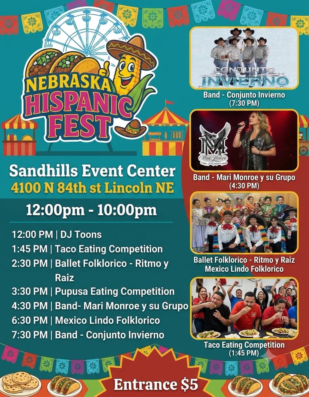 Nebraska Hispanic Fest schedule for August 2, 2026, in Lincoln
