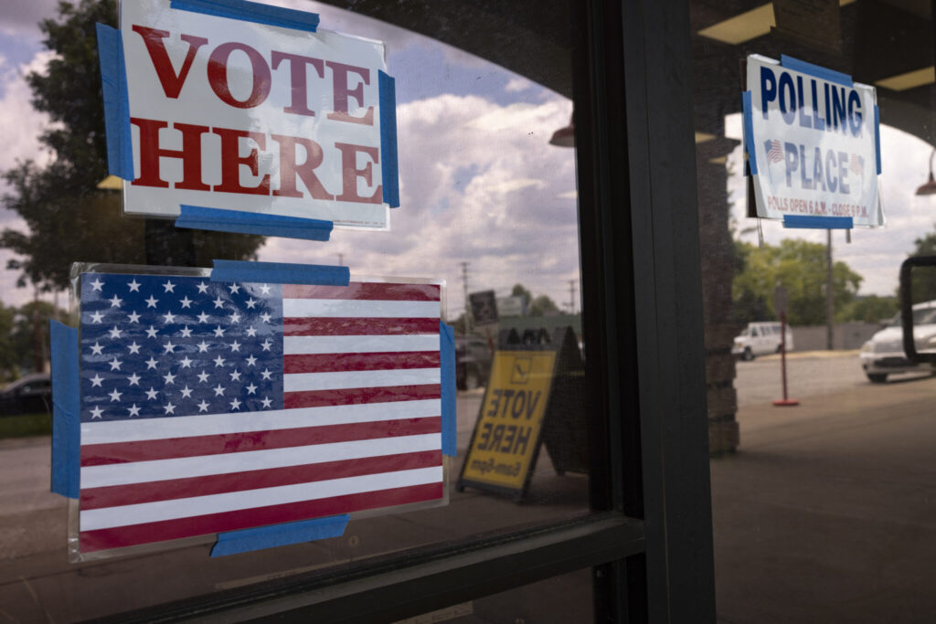Voters visit the Sugar Maple Square polling place in Bowling Green, Kentucky, during the May 2024 primary election
